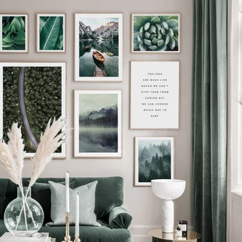 

Green Leaves Forest Lake Mountain Road Wall Art Canvas Painting Nordic Posters And Prints Wall Pictures For Living Room Decor