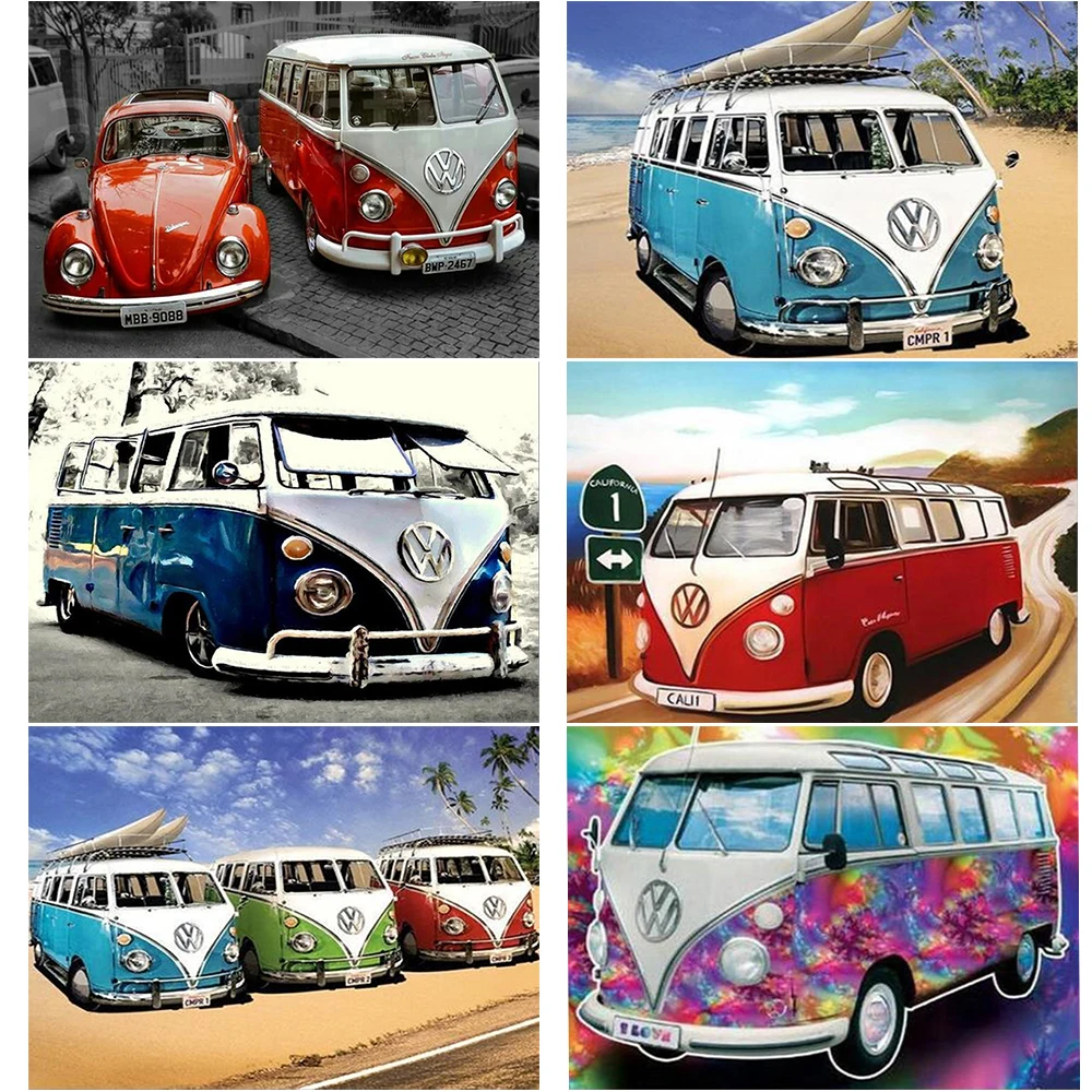 Алмазная 5D картина сделай сам с древним автобусом полноразмерная вышивка для