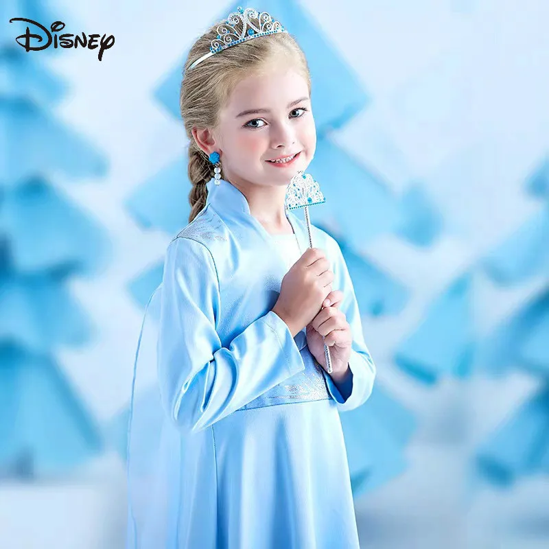 

Disney Genuine Frozen 2 Queen Aisha Princess Dress Autumn Girl Long Sleeve Dress Gift Set