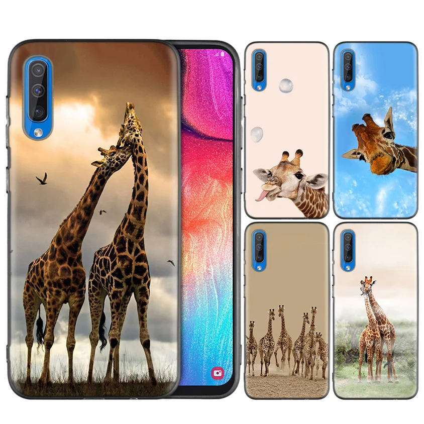 

Black Silicone Case Cover for Samsung Galaxy A7 A9 2018 A10 A20 A30 A40 A50 A60 A70 A80 A20E A10E A10S Coque Capa Giraffes