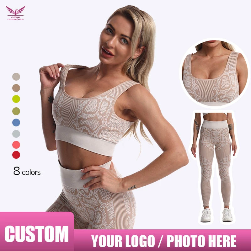 Custom logo Women Yoga Sets 2 pcs Female Sport Gym suits Wear women Fitness Sport Yoga Suit pritn logo Long Sleeve yoga clothing black bralette