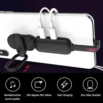 

Nohon 4 in 1 Audio Charging Cable Adapter for iPhone Type C Earphone Adapter for Huawei with Finger Ring Holder Phone Converter