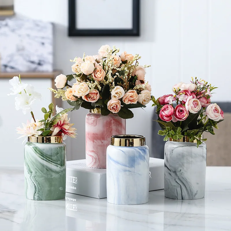 

Creative Marbling Northern European-Style Electroplated Ceramic Vase Decoration Crafts Desktop Home Software Decoration on Behal