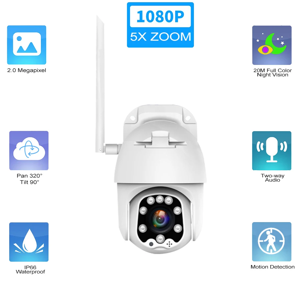 Outdoor Dome Camera 5x Zoom 1080p Wifi Ptz Home Outdoor Dome Camera 5x Zoom 1080p Wifi