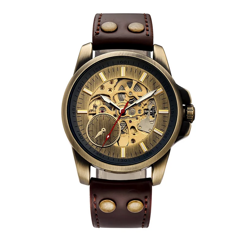 

Hot Sales Shenhua Genuine Product Fully Automatic Men Analog Watch Hollow out Retro Bronze Color MEN'S Watch
