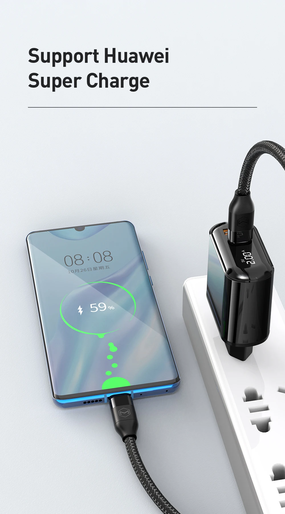 Mcdodo цифровой дисплей QC3.0 USB зарядное устройство 18 Вт PD 3,0 Быстрая зарядка для iPhone 11 Pro SCP AFC зарядное устройство для телефона type C Macbook Tablet 6