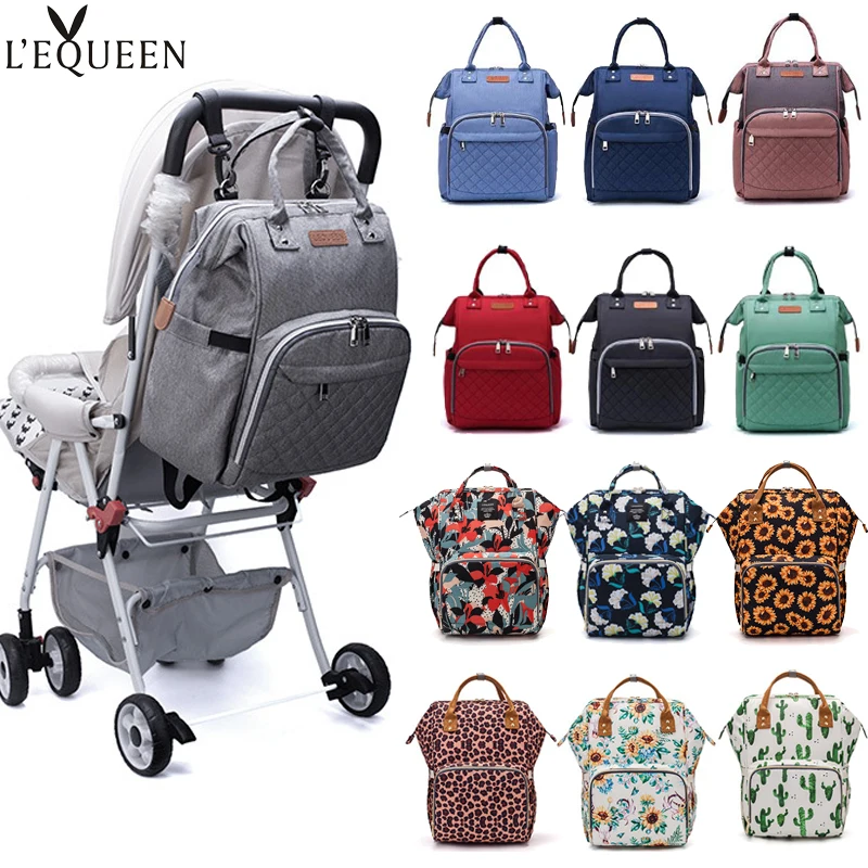 LEQUEEN Nappy sac à dos sac momie grande capacité sac maman bébé multi-fonction imperméable à l'eau en plein air voyage sacs à couches pour les soins de bébé