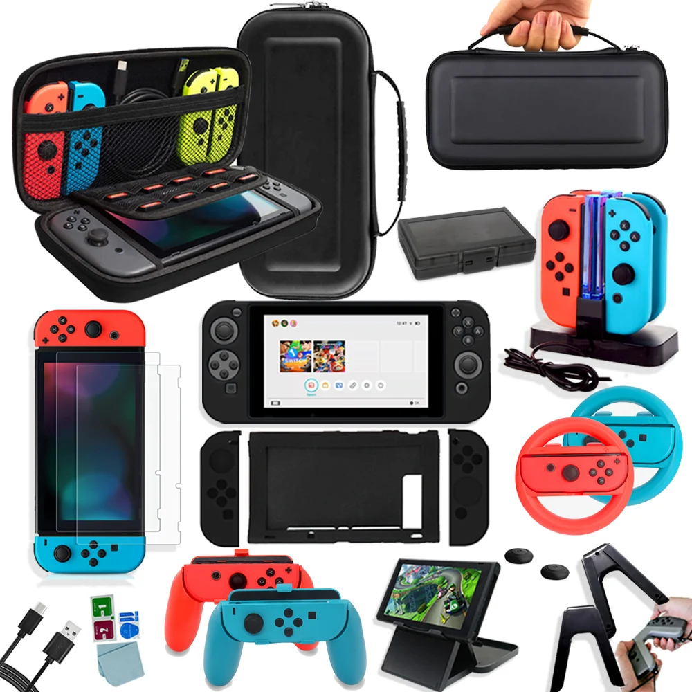 Набор игровых аксессуаров для Nintendo Switch дорожная сумка переноски Joycon защитный