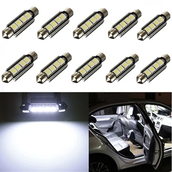 

50000 Hours LED Bulb White Car Interior LED Light Bulb Low Power Consumption White 5050 4 SMD Festoon