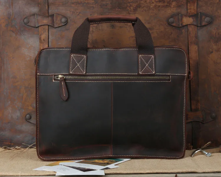 Специальное предложение ручной работы Crazy Horse кожаный винтажный портфель 14 "Сумка для ноутбука ретро натуральная кожа мужские сумки