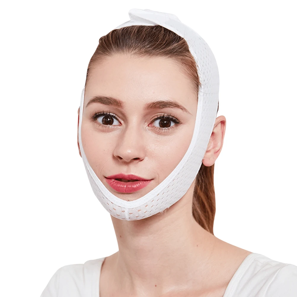 Тонкая маска для лица для похудения бандаж для подтяжки лица Инструменты V маска для подтяжки лица дышащая маска для ухода за лицом Красивая Тонкая Повязка - Цвет: Белый
