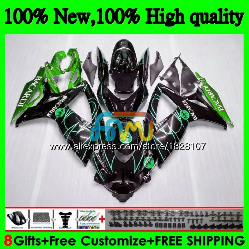 600/750CC для SUZUKI GSXR 600 750 CC GSX R750 GSX-R600 06 07 37BS. 26 BACARDI летучие мыши GSXR600 GSXR-750 K6 GSXR750 2006 2007 обтекатели
