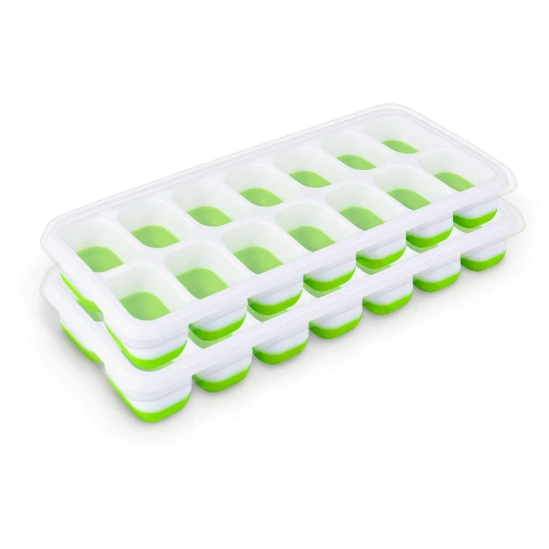

3 Packs Ice Square Trays Flexible Silicone Ice Square Tray with Lids Easy Release Stackable Ice Trays