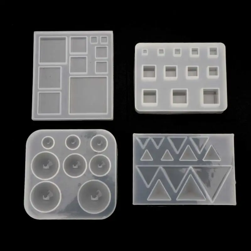 

4pcs/set DIY Geometric Resin Silicone Mold All Size Square Round Triangle Shape Jewelry Tools Epoxy Resin Mold