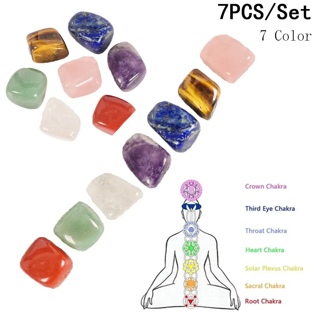 Семь чакр камень 7 цветов Набор Йога чакра нерегулярные рейки заживляющие Кристаллы Камень Полированный отдельные камни удобные