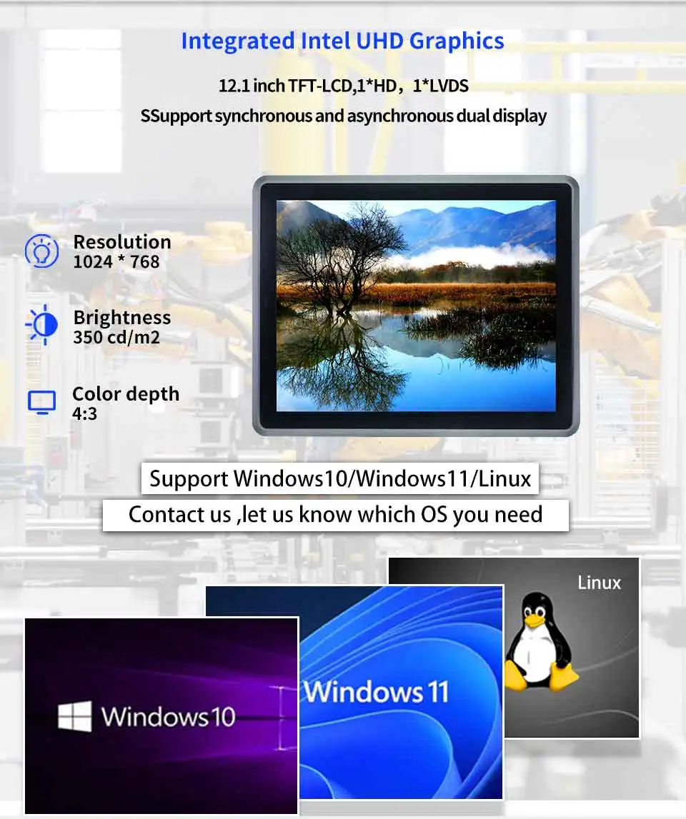 12.1 Inch Fanless Intel Celeron 4205U Resistance Touch Panel PC Description Image.This Product Can Be Found With The Tag Names Computer Office, Desktops AIO, Resistance touch