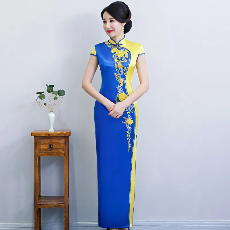 

Long Cheongsam Spring And Summer Women's 2019 New Style Elegant nian qing kuan Chinese-style Retro Old Shanghai Costume Dress