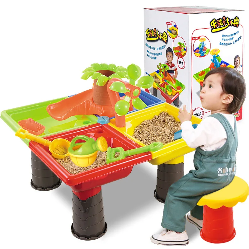 

Children Beach Toys Table Sand Pit Set Large Size Baby Play with Water Dredging Tool Sand Toy Sha Tai