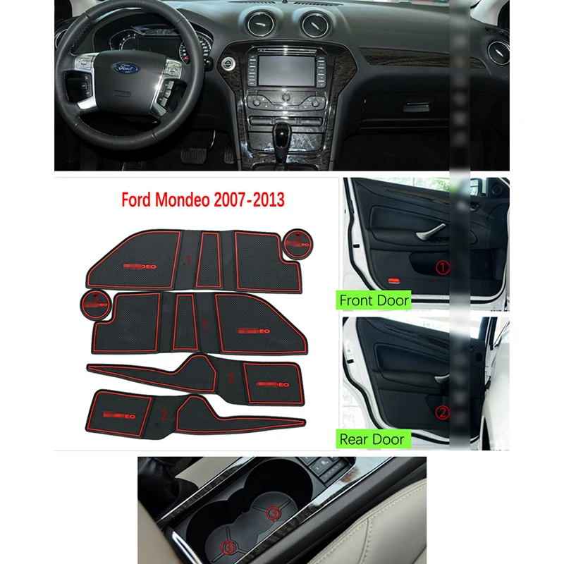 Anti-slip Door Rubber Cup Cushion for Ford Mondeo MK4 2007~2013 2008 2009 2010 2011 2012 Groove Mat Car Interior Accessories Anti-slip Door Rubber Cup Cushion for Ford Mondeo MK4 2007~2013 2008 2009 2010 2011 2012 Groove Mat Car Interior Accessories