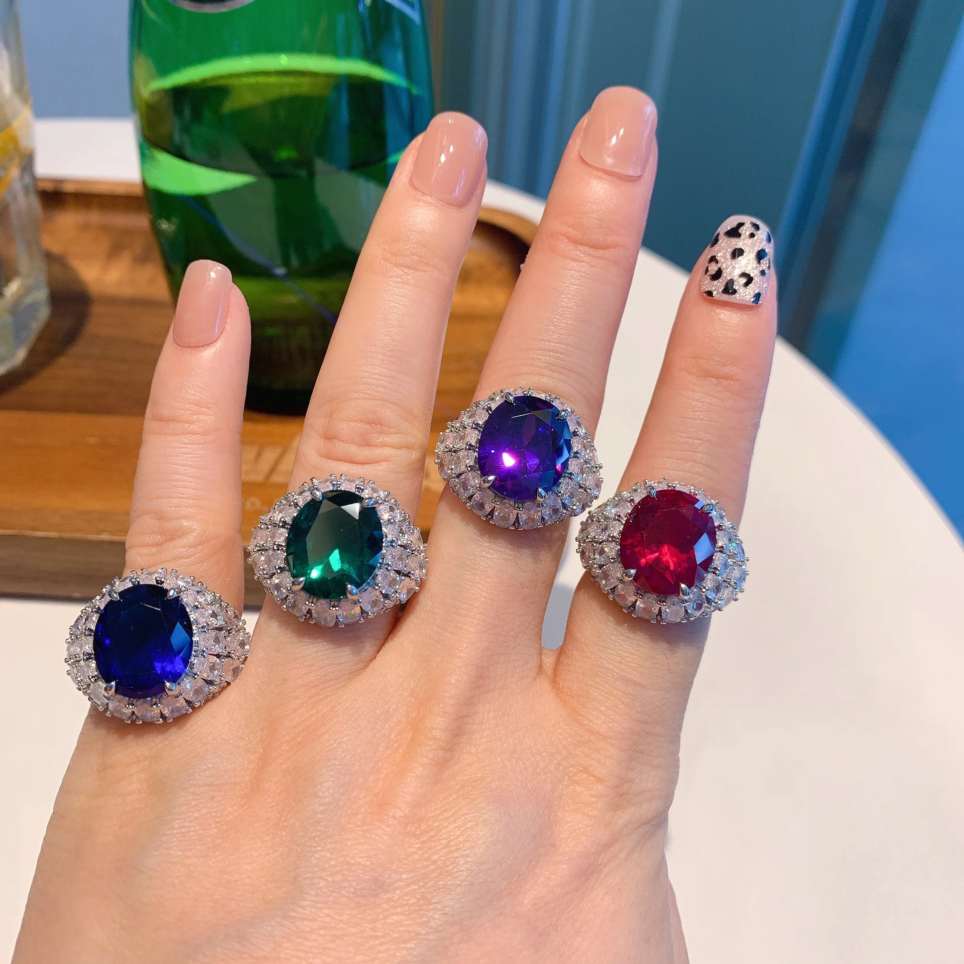 LowProfile Rings for Women Girls Blue Natural Blue Stone Diamond Natural  Gem Ring Ring Gifts - Walmart.com