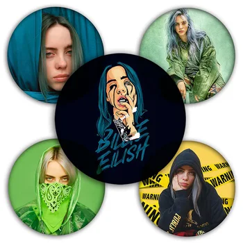 

3D Print Hip-Hop Singer Billie Eilish Badges Custom Brooches Bag Clothes DIY Lapel Pin Decoration Brooches Christmas Badge