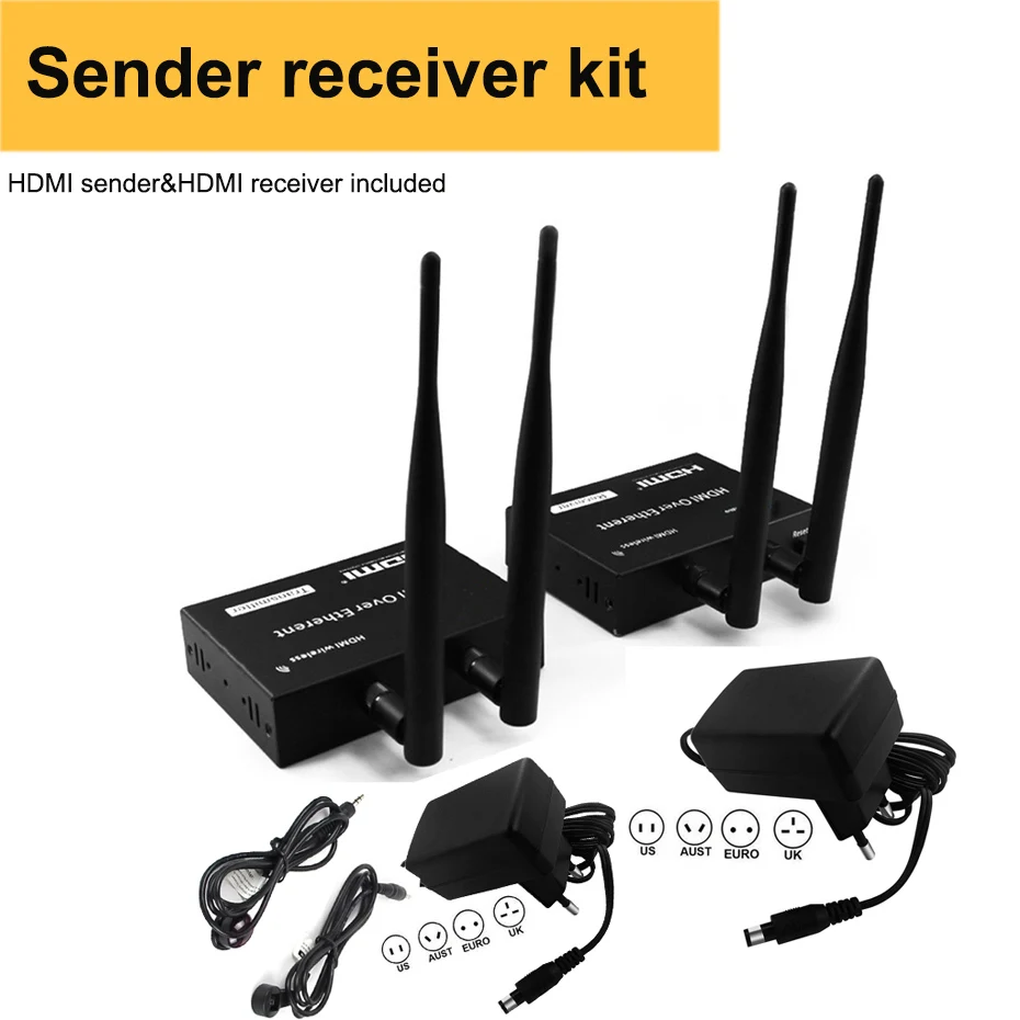 Wireless HDMI extender wifi 2.4G/5G HDMI transmitter Receiver up to 100m with HDMI extender Loop out HDMi TCP/IP compliant - Цвет: sender receiver kit