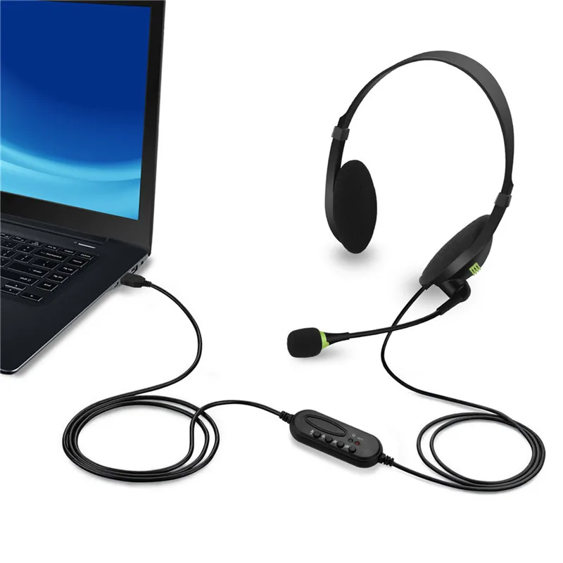 USB Computer Headset Wired Headphones with HD Mic Stereo Official Working Home Gaming Earphones for PC Laptop Mac School Kids