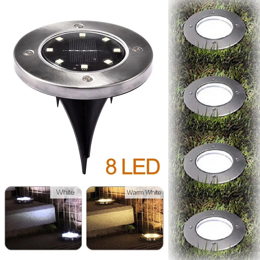 

8-LED Buried Solar Power Light Under Ground Lamp Outdoor Path Way Garden Lamp Led Night Light Waterproof IP65 2/4Pcs