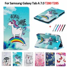 Чехол для samsung Galaxy Tab A A6, 7,0 дюймов,, T280, T285, SM-T280, Fundas, чехол, милый кот, единорог, щенок, Бабочка, чехол для планшета