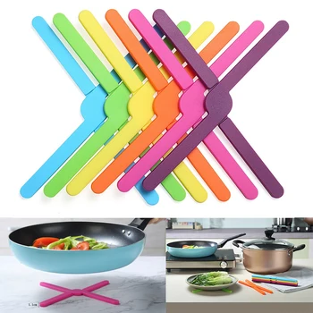 

6 Pack Trivets Silicone Pot Holde Non-Slip Foldable Silicone Trivets Heat-Resistant Silicone Collapsible Cross Design Silicone