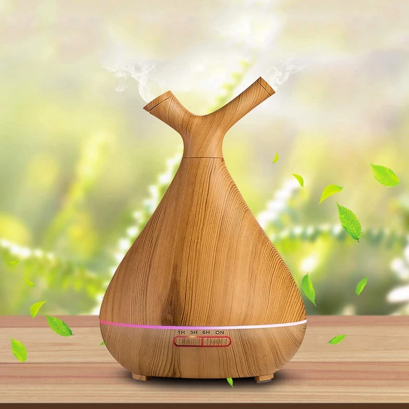 

Aromatherapy Essential Oil Diffuser 400Ml Wood Grain Aroma Diffuser Ultrasonic Cool Mist Humidifier Whisper Quiet 4 Timer Sett