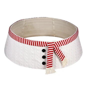 

Floor Protective Around Home Decor Festival Snowmen Party Accessory New Year Holiday Christmas Tree Collar Skirt Base Knitted