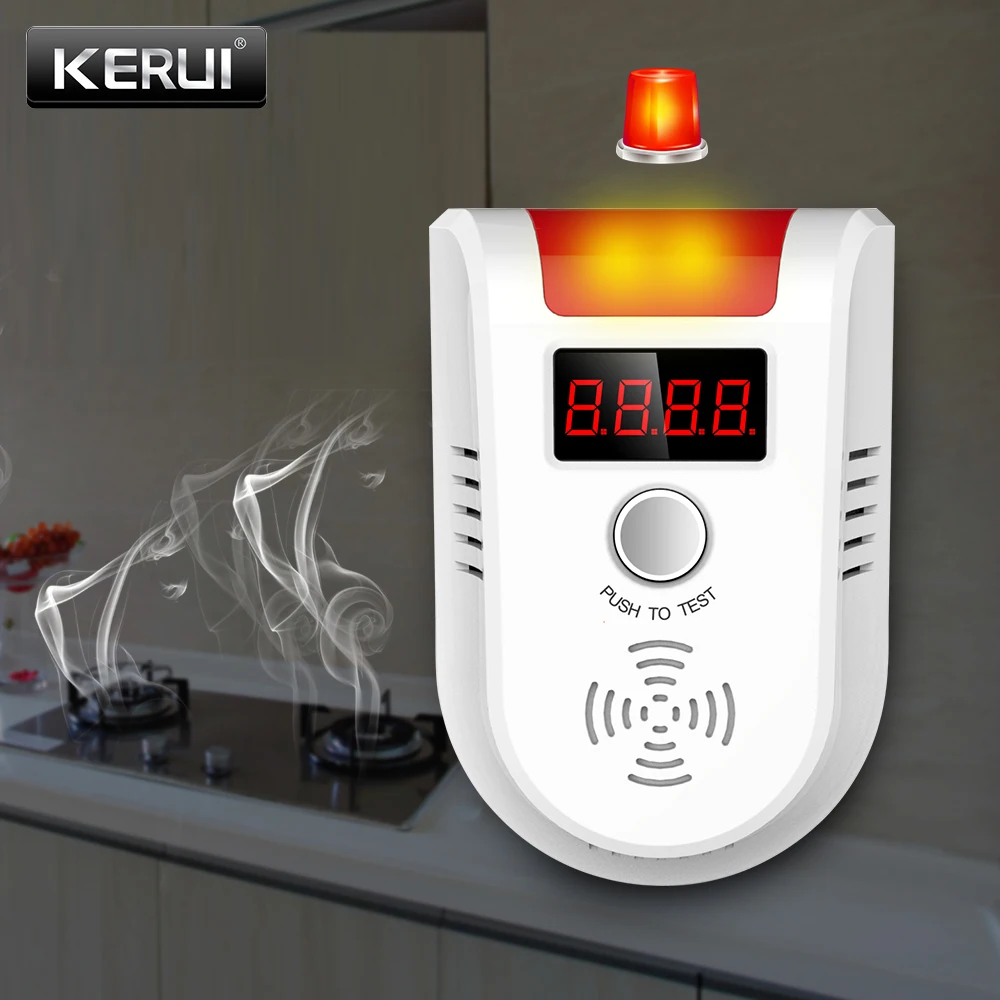 KERUI-Detector de GAS GLP GD13, alarma, pantalla LED Digital inalámbrica, Detector de fugas de Gas Combustible naturales para sistema de alarma de casa