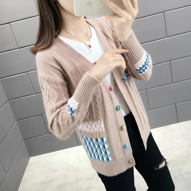 99722 этаж, 3-й район, 9th средняя школа) Фото 258 стиль Вязаный Кардиган платье и свитер куртка 42 - Цвет: see chart