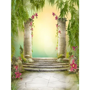 

Vinyl Photography Background Fairy Tale Door Butterfly Flowers tree Computed Printed Children Backdrops for Photo Studio props