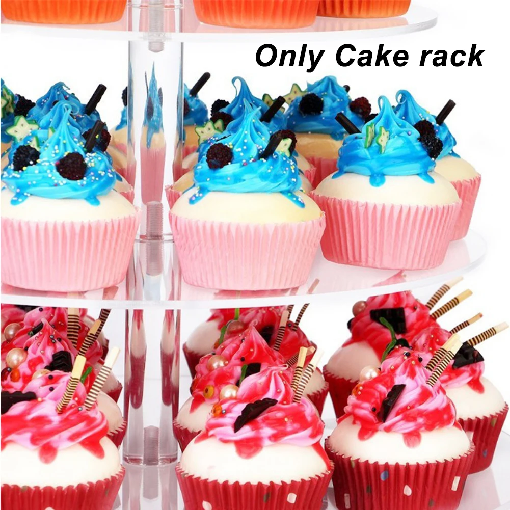 Acrylic Transparent Dessert 4 Layer Holder Party Snack Rack Birthday Cake Stand Round Display