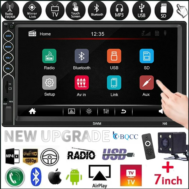 

2020 Newest Upgrade 7 In HD Touch Screen Bluetooth Car Radio MP5 Player FM Support for Android iPhone Interconnection