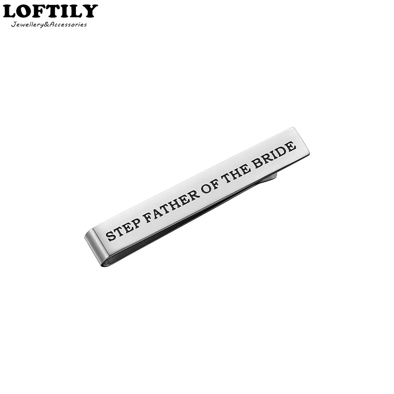 Stepfather of The Bride Stainless Steel Tie clips for Men Engagement Wedding Gift Jewelry Engrave Suit clip | Украшения и