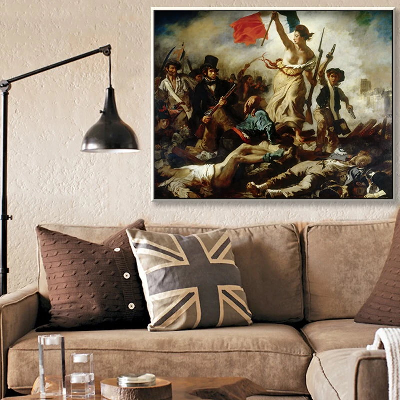 

Freedom Guiding the People by Artist Eugene Delacroix The Classic Arts Louvre Collection Canvas Print Painting Poster Home Decor
