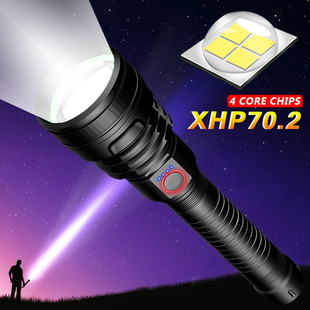 Самый мощный светодиодный фонарик с зарядкой от USB фонарь XHP50 XHP70