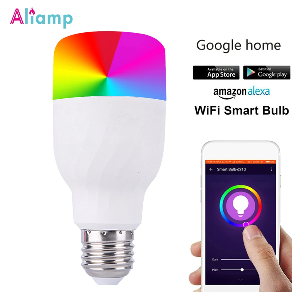 Умсветильник лампочка E27 E26 RGB Wifi светодиодные лампы 7 Вт с регулируемой яркостью и