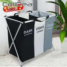 Dirty Clothes Storage Basket 1/2/3 Grid Organizer Basket Collapsible Large Laundry Hamper Waterproof Oxford Cloth Storage Bucket