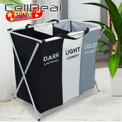 Dirty Clothes Storage Basket 1/2/3 Grid Organizer Basket Collapsible Large Laundry Hamper Waterproof Oxford Cloth Storage Bucket