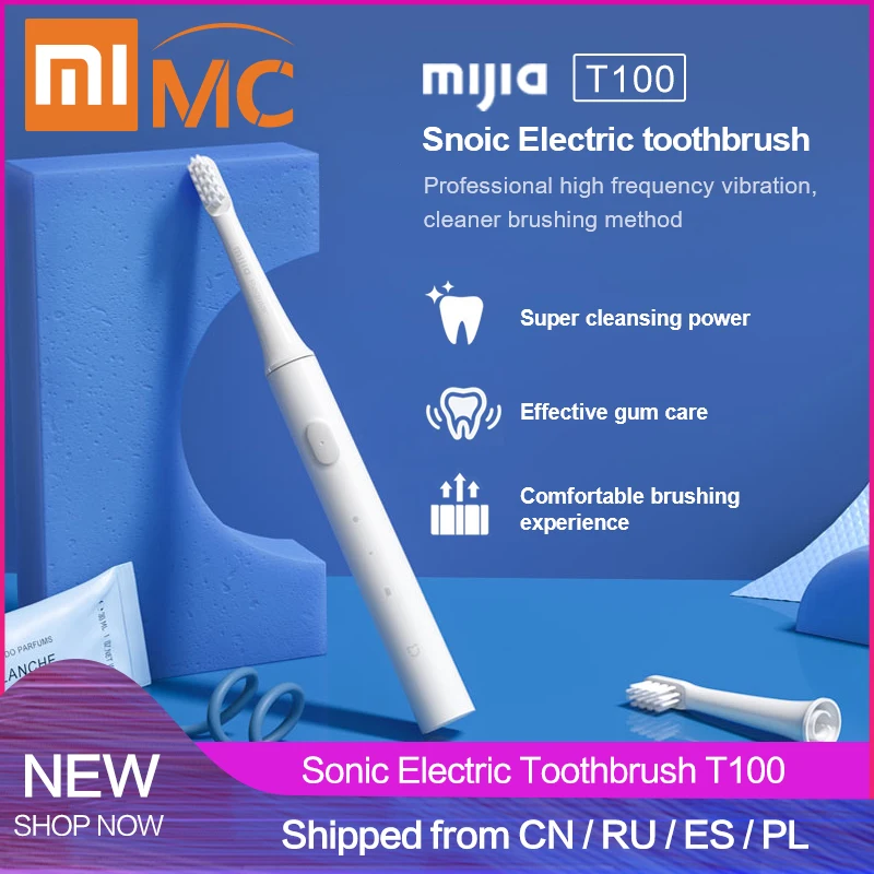 2019 Xiaomi Mijia T100 звуковая электрическая зубная щетка для взрослых Водонепроницаемая