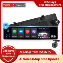 Junsun A104 جهاز تسجيل فيديو رقمي للسيارات كاميرا أندرويد 8.1 تيار مرآة الرؤية الخلفية 12 IPS 1080P مسجل AI دعم التحكم الصوتي