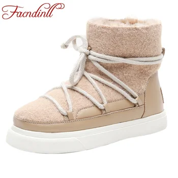 

FACNDINLL High Quality Ankle Boots For Women Winter Warm Snow Boots Brand Female Shoes Lace Up Women Shoes Boots Casual Shoes 43