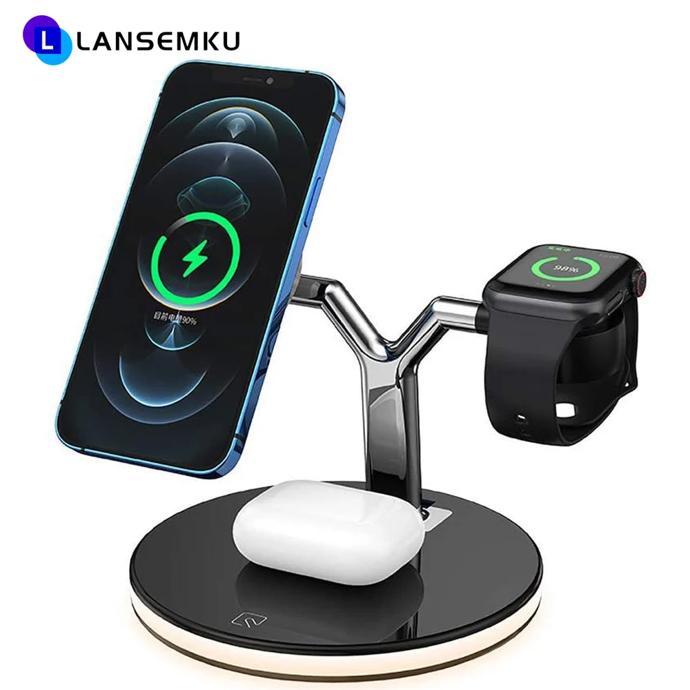 

Qi Magnetic 3 In 1 Wireless Charger For Iphone 13 12 11 Mini Pro Max Apple Iwatch Wireless Chargers Fast Charging Station Holder