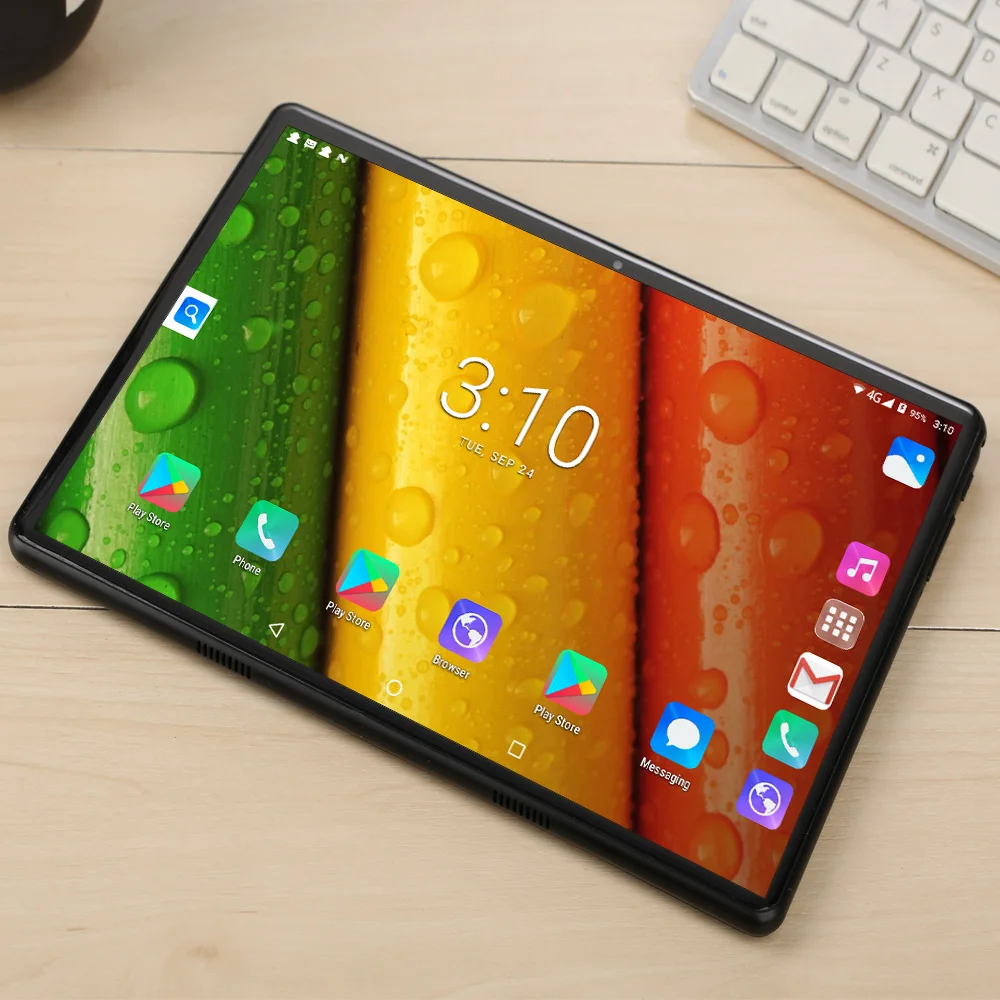  2.5D Steel Screen New 10.1 inch Tablet Android 9.0 4G Phone Call Ten Core 8GB+128GB ROM Bluetooth W