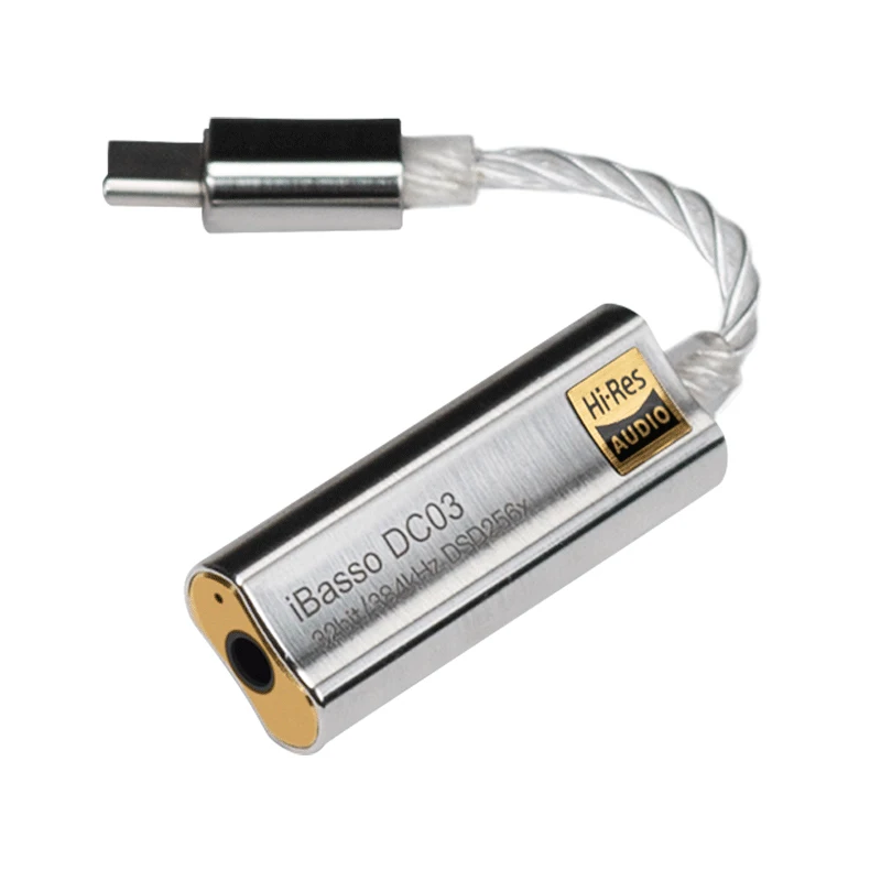 New iBasso DC03 HiFi Decoding Headphone Amplifier Type C Dual DAC 3 5mm silver and black color