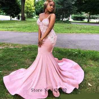 

Pink Sweetheart Satin Backless Evening Dresses Prom Appliques Beads Arabic Vestidos De Fiesta De Noche Robe De Soiree Plus Size